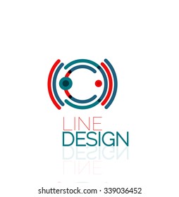 Outline swirl and circle minimal abstract geometric logo, linear business icon made of line segments, elements. Vector illustration of loop, inifnity concepts