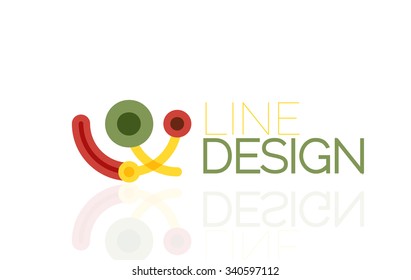 Outline swirl and circle minimal abstract geometric logo, linear business icon made of line segments, elements. Vector illustration of loop, inifnity concepts