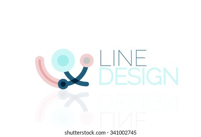 Outline swirl and circle minimal abstract geometric logo, linear business icon made of line segments, elements. Vector illustration of loop, inifnity concepts