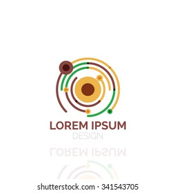 Outline swirl and circle minimal abstract geometric logo, linear business icon made of line segments, elements. Vector illustration of loop, inifnity concepts