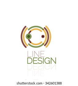 Outline swirl and circle minimal abstract geometric logo, linear business icon made of line segments, elements. Vector illustration of loop, inifnity concepts