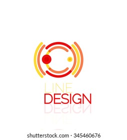 Outline swirl and circle minimal abstract geometric logo, linear business icon made of line segments, elements. Vector illustration of loop, inifnity concepts