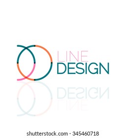 Outline swirl and circle minimal abstract geometric logo, linear business icon made of line segments, elements. Vector illustration of loop, inifnity concepts
