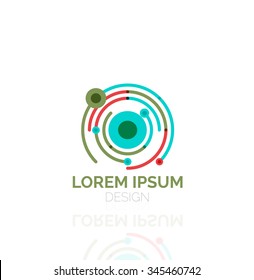 Outline swirl and circle minimal abstract geometric logo, linear business icon made of line segments, elements. Vector illustration of loop, inifnity concepts