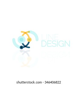 Outline swirl and circle minimal abstract geometric logo, linear business icon made of line segments, elements. Vector illustration of loop, inifnity concepts