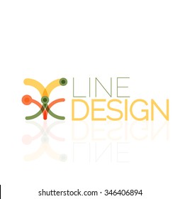 Outline swirl and circle minimal abstract geometric logo, linear business icon made of line segments, elements. Vector illustration of loop, inifnity concepts