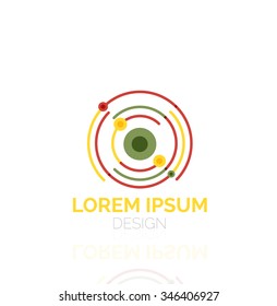 Outline swirl and circle minimal abstract geometric logo, linear business icon made of line segments, elements. Vector illustration of loop, inifnity concepts