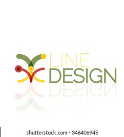 Outline swirl and circle minimal abstract geometric logo, linear business icon made of line segments, elements. Vector illustration of loop, inifnity concepts