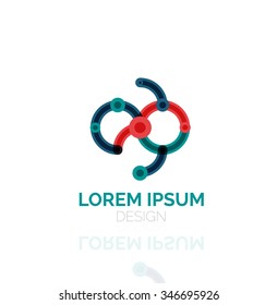 Outline swirl and circle minimal abstract geometric logo, linear business icon made of line segments, elements. Vector illustration of loop, inifnity concepts