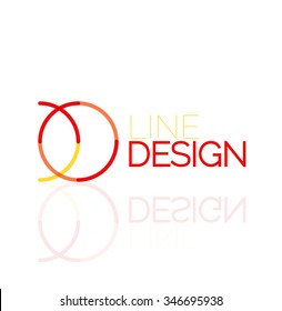 Outline swirl and circle minimal abstract geometric logo, linear business icon made of line segments, elements. Vector illustration of loop, inifnity concepts