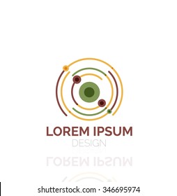 Outline swirl and circle minimal abstract geometric logo, linear business icon made of line segments, elements. Vector illustration of loop, inifnity concepts