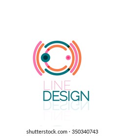 Outline swirl and circle minimal abstract geometric logo, linear business icon made of line segments, elements. Vector illustration of loop, infinity concepts