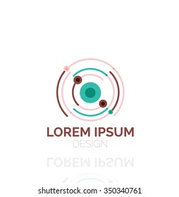 Outline swirl and circle minimal abstract geometric logo, linear business icon made of line segments, elements. Vector illustration of loop, infinity concepts