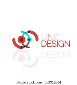 Outline swirl and circle minimal abstract geometric logo, linear business icon made of line segments, elements. Vector illustration of loop, inifnity concepts