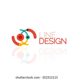 Outline swirl and circle minimal abstract geometric logo, linear business icon made of line segments, elements. Vector illustration of loop, inifnity concepts