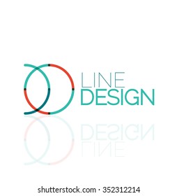 Outline swirl and circle minimal abstract geometric logo, linear business icon made of line segments, elements. Vector illustration of loop, inifnity concepts