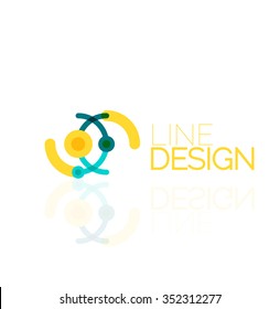 Outline swirl and circle minimal abstract geometric logo, linear business icon made of line segments, elements. Vector illustration of loop, inifnity concepts