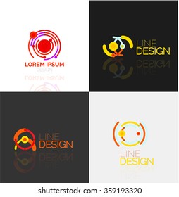 Outline swirl and circle minimal abstract geometric logo set