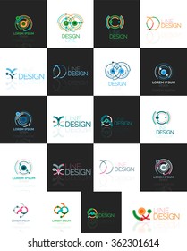 Outline swirl and circle minimal abstract geometric logo set