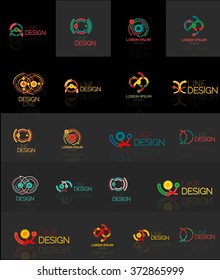 Outline swirl and circle minimal abstract geometric logo set