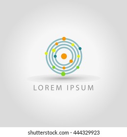 Outline swirl and circle minimal abstract geometric logo  vector sign