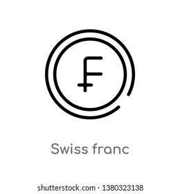 outline swiss franc vector icon. isolated black simple line element illustration from e-commerce and payment concept. editable vector stroke swiss franc icon on white background