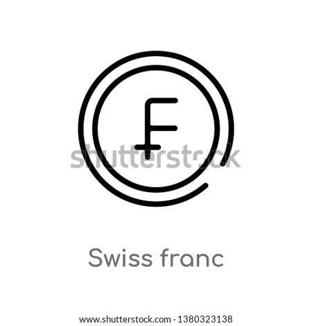 outline swiss franc vector icon. isolated black simple line element illustration from e-commerce and payment concept. editable vector stroke swiss franc icon on white background