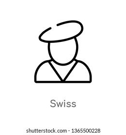 outline swiss vector icon. isolated black simple line element illustration from miscellaneous concept. editable vector stroke swiss icon on white background