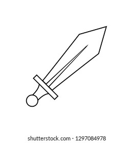 outline sword vector icon, logo on white background