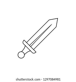 outline sword vector icon, logo on white background