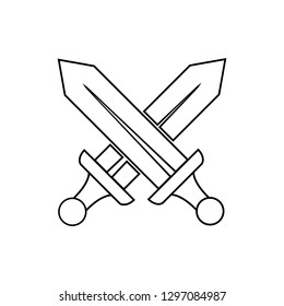 outline sword vector icon, logo on white background