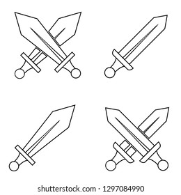 outline sword vector icon, logo on white background