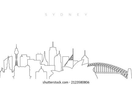 Outline Sydney skyline. Trendy template with Sydney city buildings and landmarks in line style. Stock vector design. 