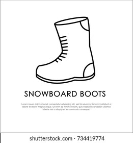 Outline symbol for snowboard shop. Modern vector line icon of snowboard boots. Boots linear logo. 