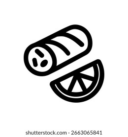 Contorno Simbólico Spring Roll com limão fatia ícone asiático cozinha