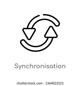 outline synchronisation vector icon. isolated black simple line element illustration from user interface concept. editable vector stroke synchronisation icon on white background