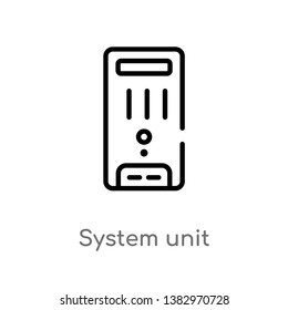 outline system unit vector icon. isolated black simple line element illustration from hardware concept. editable vector stroke system unit icon on white background