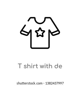 outline t shirt with de vector icon. isolated black simple line element illustration from clothes concept. editable vector stroke t shirt with de icon on white background