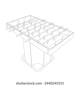 Outline Table Football Game Hobby or Leisure Isometric View. Contour Table Soccer. Sport team football players. For entertainment sports. Play and fun concept. Kicker, bar football. Kids football.