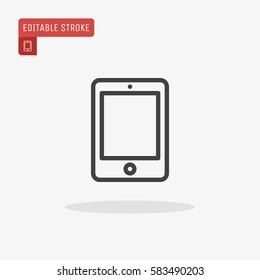 Outline Tablet computer Icon isolated on grey background for web site design, app, UI. Editable stroke. Vector illustration, Eps10