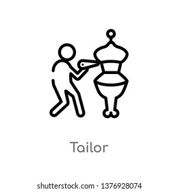 outline tailor vector icon. isolated black simple line element illustration from fashion concept. editable vector stroke tailor icon on white background