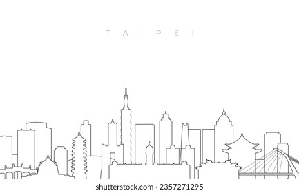 Outline Taipei skyline. Trendy template with Taipei buildings and landmarks in line style. Stock vector design. 