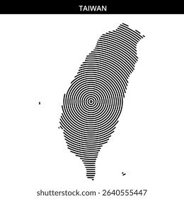 Outline of Taiwan created with concentric line patterns.