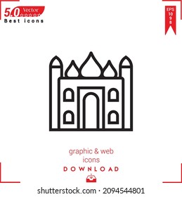 Outline taj-mahal Icon. taj-mahal icon vector isolated on white background. Graphic design, material-design, Best sellers 2022 icons, mobile application, UI UX design, EPS 10 format vector
