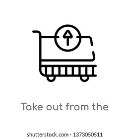 outline take out from the cart vector icon. isolated black simple line element illustration from commerce concept. editable vector stroke take out from the cart icon on white background