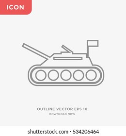 Outline tank isolated vector icon