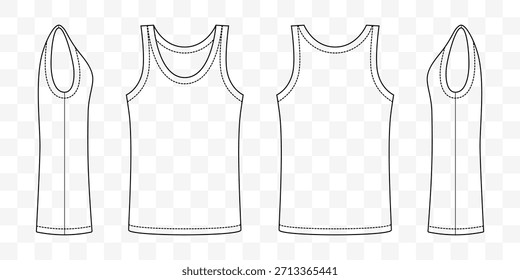 Camiseta de tirantes con vista frontal y trasera. El top cami para mujer es el patrón perfecto para el uso diario, favorece la figura y agrega un toque femenino con un diseño inspirado en el fitness y el desgaste activo