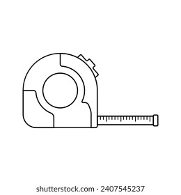 Outline Tape measure flat design illustration icon isolated white background