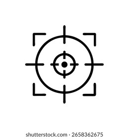 Outline target focus icon with concentric circles corner brackets goal objective