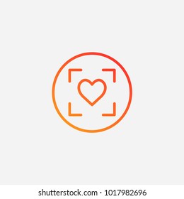 Outline target in heart icon.gradient illustration isolated vector sign symbol